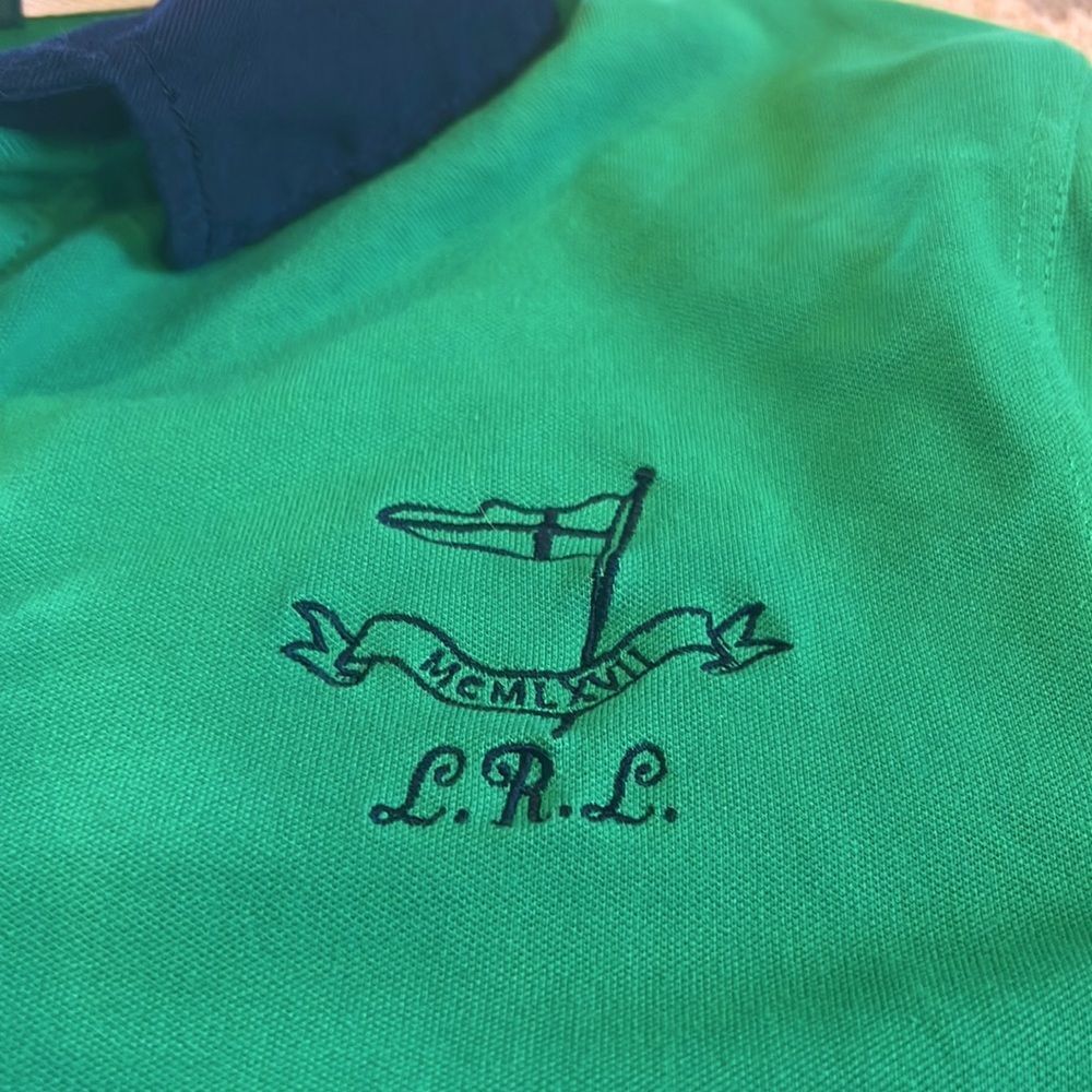 Lauren Ralph Lauren MCMLXVII Green Polo Shirt Size XL embroidered ,patch on back - Picture 2 of 8